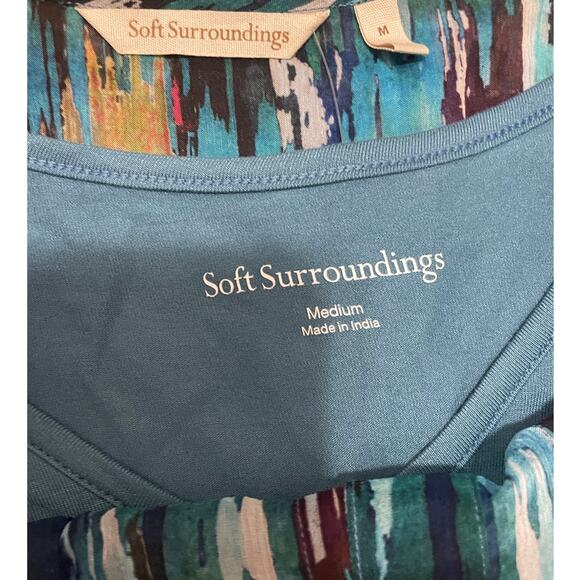 Soft Surroundings Women's Medium Blue Abstract Amelie Top Boho Button Up NWT - Picture 4 of 9